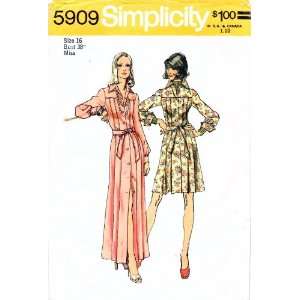  Simplicity 5909 Vintage Sewing Pattern Womens Pleated Dress 