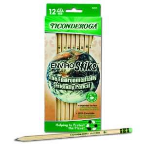  Dixon EnviroStiks Natural Wood Pencils, #2 HB, Box of 12 