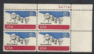   MNH Plate Block of 4 Stamps   Shrine of Democracy, Airmail  