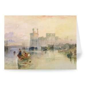 View of Carnarvon Castle (w/c on paper) by   Greeting Card (Pack of 