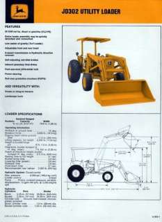 1973 John Deere 302 Utility Loader Tractor Original Color 2 Sided 