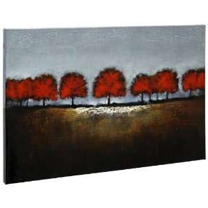 Red Trees Oil on Canvas Wall Decor by Style Craft
