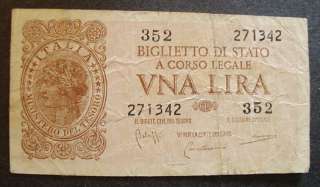 1944 ITALY SMALL NOTE/PAPER MONEY VNA LIRA MINISTERO DEL TESORO