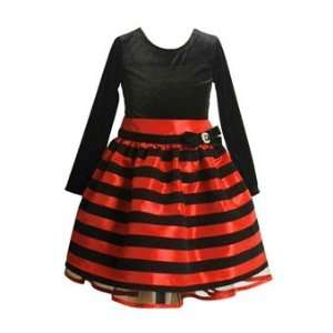  Girls Holiday Dresses  Red & Black Stripes   Size 8 