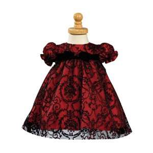  Baby Holiday Dress   Red and Black Embroidered Tulle (3 6 