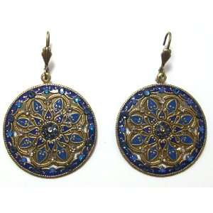 Anne Koplik Designs 22K Gold Plated Enamel Medallion Earrings with 