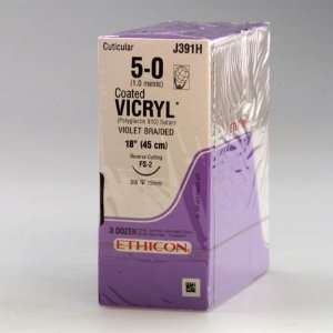  J&J Coated Vicryl Reverse Cutting Sutures   Violet Braided 