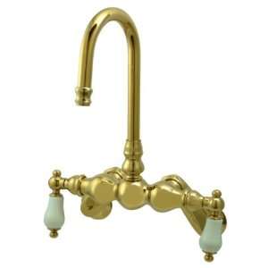   Vintage 3 3/8 Inch Leg Tub Filler with Wall Angle Arm, Polished Brass