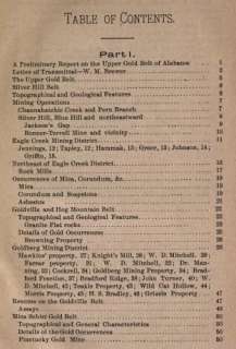 Upper Gold Belt of Alabama Book 1896 Gold Mining  