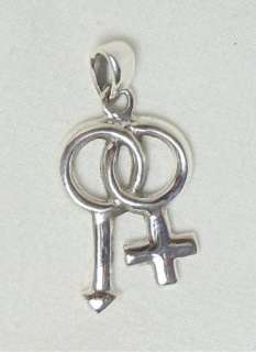 Sterling Silver Male/Female Gender Symbol Pendant k7  