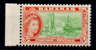 BAHAMAS SG214 1954 5/ BRIGHT EMERALD & ORANGE MTD MINT  