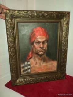 VINTAGE Portrait Exotic MAN Gypsy Pirate IMPRESSIONIST Original Oil 