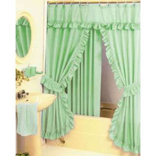   curtain set SAGE fabric double swag curtains & vinyl liner & hooks