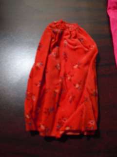 Vintage Barbie Clothes Red Floral Print Dress  