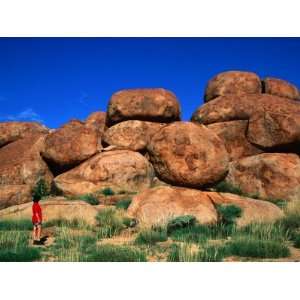  Woman Looking at Devils Marbles Boulders, Devils Marbles 