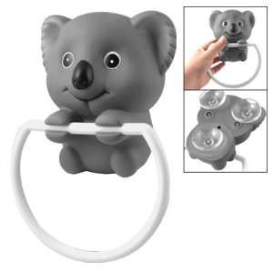   Cartoon Bear Design Towel Hanger Holder Gray w Suction Cup Home