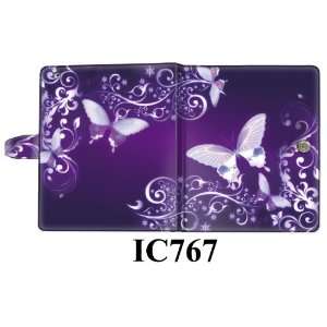  Purple Butterfly Design Leather Protective Case / Folio 