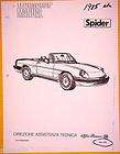 Alfa Romeo 1985 85 Spider Workshop Service Repair Manual