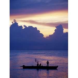 Fishing Boat in the Indian Ocean at Dawn, Island of Zanzibar, Tanzania 