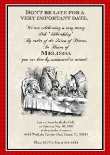 Alice in Wonderland Personalized Invitations   U Print  