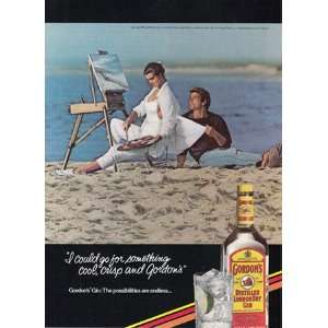    Print Ad 1986 Gordons Gin Painting, Beach Gordons Books