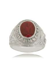 Army Ring Created Red Spinel in Sterling Silver