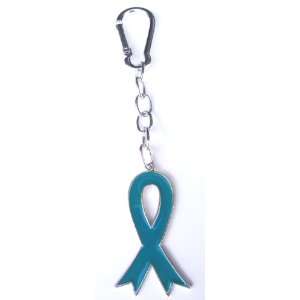  Teal Ribbon, Uterine/Ovarian/Cervical Cancer, Bag Clip 