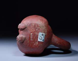 well provenanced, ancient negative Vicús Earthenware effigy beaker 