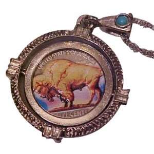  Colorized Buffalo Nickel Spinner Pendant Necklace 