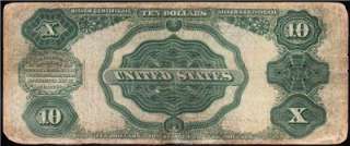 Nice RARE 1891 $10 Blue Seal TOMBSTONE Silver Certificate FREE 