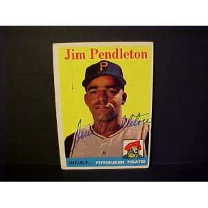 Jim Pendleton Pittsburgh Pirates #104 1958 Topps Autographed Baseball 