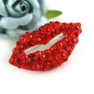 New CLASSIC RUBY RED SEXY LIPS CRYSTALS PIN BROOCH p549  