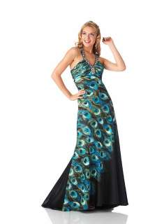   3347 Peacock Print Formal Ball Gown Prom Pageant Dress Size 4  