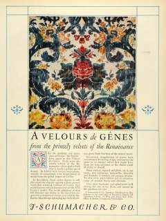 1925 Ad Renaissance Velvets Velours de Genes Design Drapery Decor F 