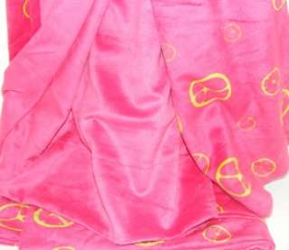 New THRO PEACE Sign Hot Pink/Green FAUX FUR Throw Blanket micro mink 