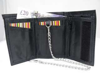 MENS BLACK LEATHER VELCRO FASTENING SPORTS WALLET WITH DETACHABLE 