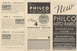 Vintage PHILCO AUTO RADIO Advertising Brochure c1940s  