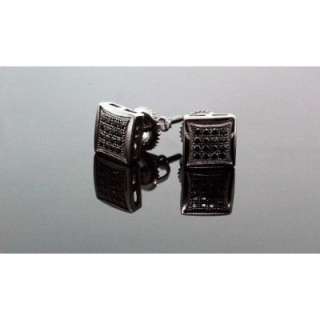 Silver Black Square Black Onyx Unisex Stud Earrings 7mm B005CJJGOK 