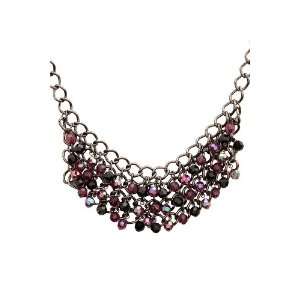  Black And Purple Bead Hematite Chain Necklace Jewelry
