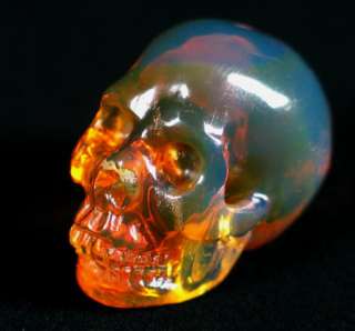 Blue Amber Carved Crystal Skull, Gemstone  