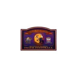  NCAA LSU Tigers Football Helmet Logo Rustic Wall Sign 