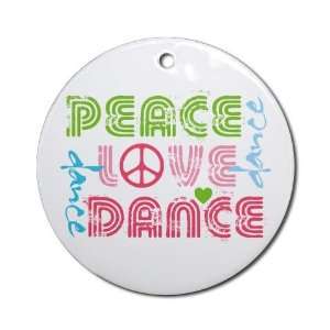 Peace Love Dance Round Porcelain Christmas Ornament Round 