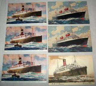 Vintage Steamship Postcard Lot SS America RMS Tuscania Cunard Line 