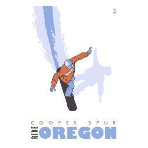  Cooper Spur, Oregon, Stylized Snowboarder Giclee Poster 