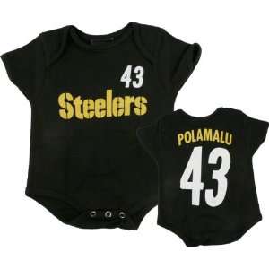 Pittsburgh Steelers Infant Black Reebok Troy Polamalu Name 
