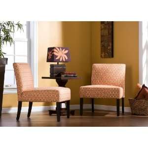  Set of 2 Armless Slipper Chairs Geometric Design Tangelo 