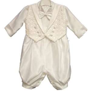   suit   Jumper and Vest Set with Bonnet and Bow Tie   All White Satin