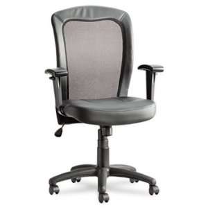   /Leather Mid Back Synchro Tilt Chair, Black Leather