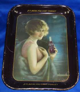NUGRAPE SODA 1920s EARLY PIN UP GIRL ADVERTISING TIN LITHI TRAY LOVELY 