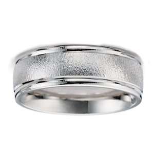 BENCHMARK Mens Palladium Wire Brush Comfort Fit Wedding Band (8.00 mm 